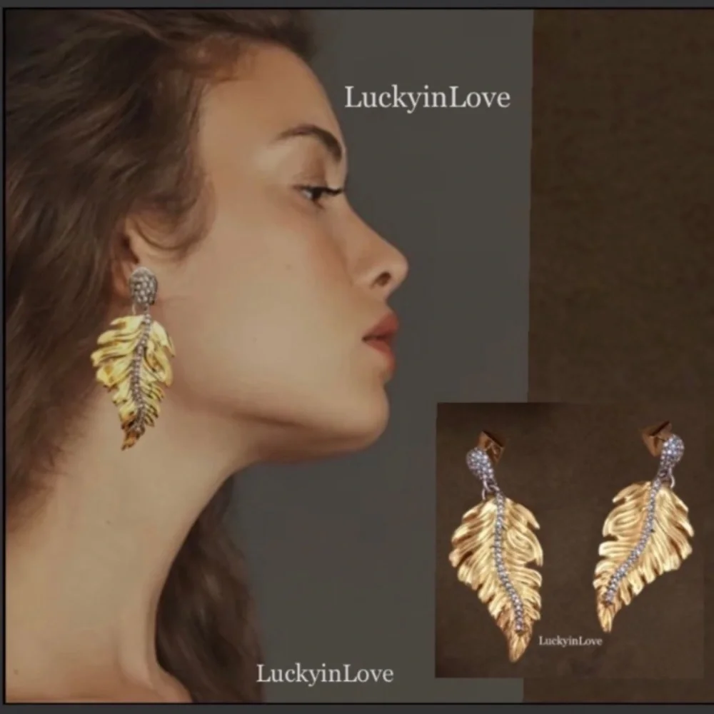 ALEXIS BITTAR • NEW Golden Swarovski Crystal Georgian Feather Bypass Bracelet